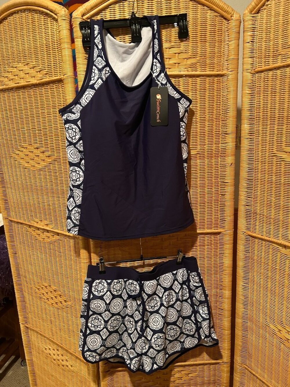 Blue SwimConch Swimsuit Shorts and Tank Set X/XL- $25